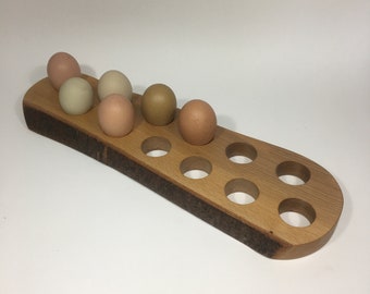 Natural Egg rack, interesting egg holder, egg stand, wooden, beech, Scottish gift, cook gift, twelve eggs, housewarming, for her, him, 553