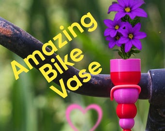 Bike Vase Model Pea Ball8 Bike Flower Vase for Handlebars. Great Gift for Bikers. Fun with a bike vase.