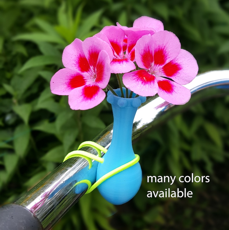 1x Vase vélo pour votre vélo avec un classeur élastique coloré. Décoration de vélo. Petit cadeau pour un motard. Module complémentaire de vélo unique. image 2