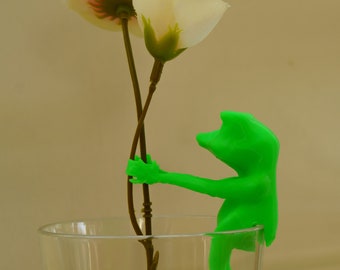 Vermehrungsfrosch, süßer kleiner Frosch für ein Glas zum Halten von Schnitten oder einfach als Dekorationsobjekt.