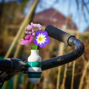 1x two-color bike vase bulb version. Colored White-Dark Green, or choose your combo and elastic binder color image 3