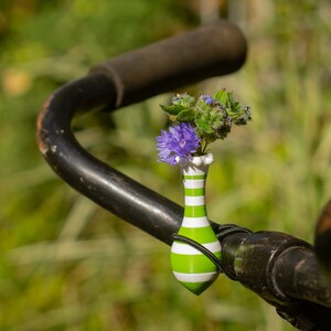 1x two color crown bike vase for on your bike with colored elastic binder. Pick one of 65 color combinations in two patterns. Tiny vases. image 2