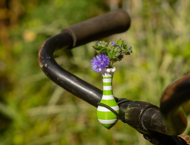 1x two color crown bike vase for on your bike with colored elastic binder. Pick one of 65 color combinations in two patterns. Tiny vases. image 2