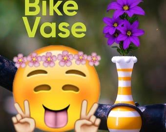 Special Crown Bike vase. White-Yellow version. Bike Flower Vase for Handlebars. Great biker gifts.