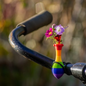 1x bike vase rainbow. 3D printed model with colored elastic binders. Easy to attach. image 4