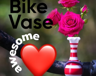 Crown type Bike vase. Bike Flower Vase for Handlebars. Great red-white Gift for Bikers.