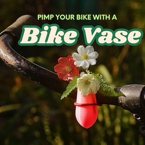 Bike Flower Vase for Handlebars. Great Gift for Bikers. Pink bike vase for your bicycle.