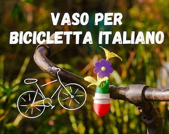 Bike Vase Italy.  Bike Flower Vase for Handlebars. Great Gift for Bikers.  Vaso per bicicletta italiano