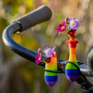 little vase for on your bike. Bike has the colors of the rainbow.