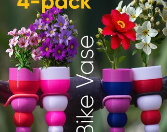 Bike Vase Model Pea Ball 4-Pack Bike Flower Vase for Handlebars. Great Gift for Bikers. Fun with a bike vase.
