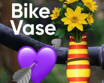 Two color Bike Vase Red-Yellow for handlebars. Great Red-Yellow gift for Bikers.