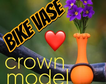 Bike Vase crown orange for Handlebars. Great Gift for Bikers. Orange bike accessory