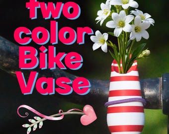 Two color Bike Vase red-white for Handlebars. Great red-white gift for Bikers.
