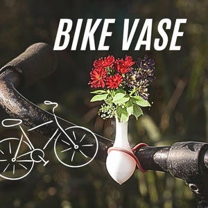 Bike Flower Vase for Handlebars. Great Gift for Bikers. White bike accessories