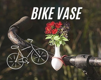 Bike Flower Vase for Handlebars. Great Gift for Bikers. White bike accessories