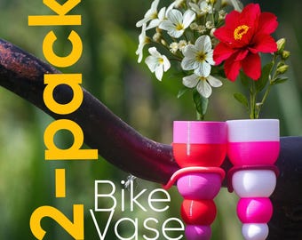 Bike Vase Model Pea Ball 2-Pack Bike Flower Vase for Handlebars. Great Gift for Bikers. Fun with a bike vase.