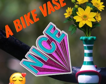 Crown Bike vase Dark-Green and White. Bike Flower Vase for Handlebars. Great biker gift.
