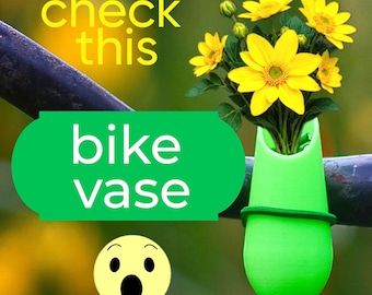 Bike Vase Green for Handlebars. Great Gift for Bikers.