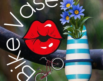 A little vase on your bike. Two color Bike Vase in Light Blue and White for the handlebars. Great biker gift.