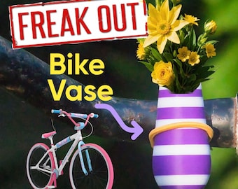 Two color Bike Vase white-purple for handlebars. Great white purple gift for Bikers.