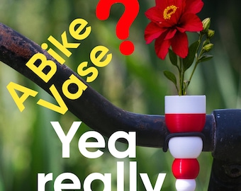 Bike Vase Model Pea Ball7 Bike Flower Vase for Handlebars. Great Gift for Bikers. Fun with a bike vase.