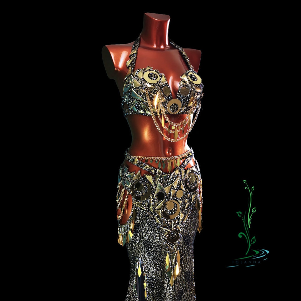 Elegant gold belly dance costume Professional costume for Etsy