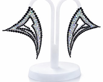 Black & AB Crystal Dance Earrings, Belly dance earrings, latin dance jewelry, Pink Drop Dance Earrings