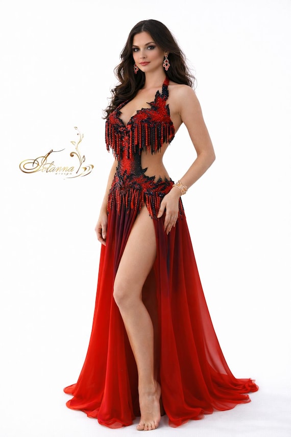 red belly dance dress Red royal blue yellow turquoise Stage Performance Oriental Belly Dancing  Clothes Bellydance Costume Stage & Dance Wear for Women- Material :  PolyesterContent : Only top and p