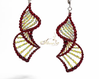 Red Crystal Ballroom Dance Earrings, Belly dance earrings, latin dance jewelry, Red Geometric Dance Earrings