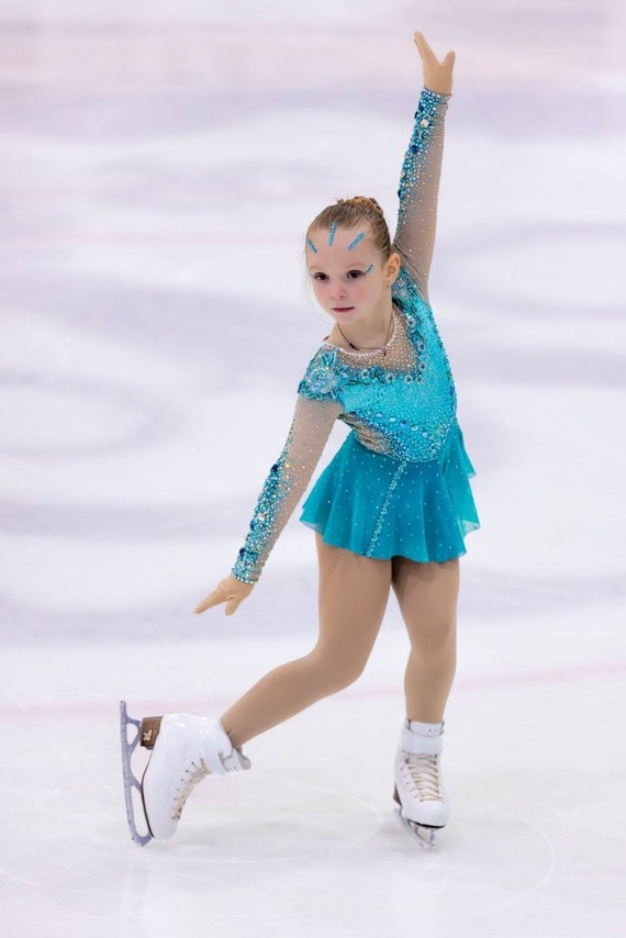 アップリケ ファッション [Kmarouse] 女性用長袖フィギュアスケートドレス、光沢のあるラインストーン付き、女の子 Figure Skating Practice Pants withラインストーンr400