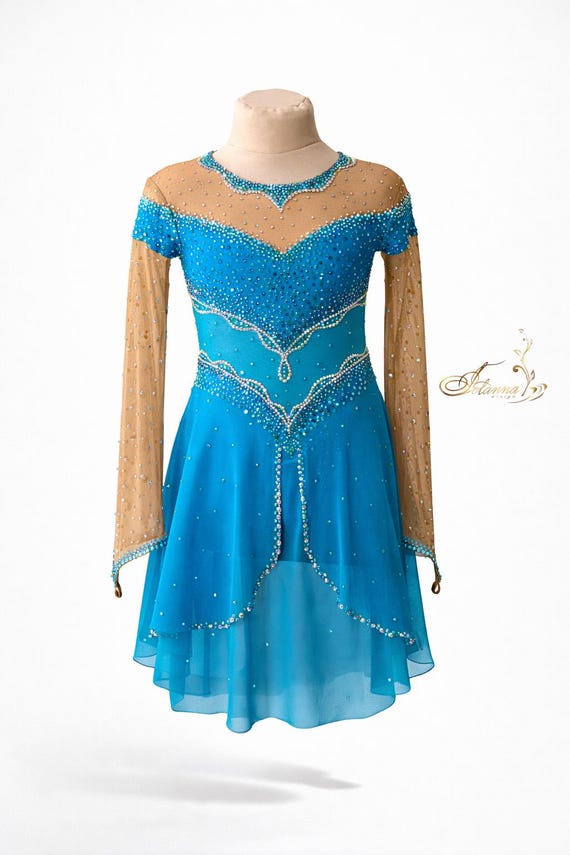 ice design dresses ASTRA WAVE SEQUIN STRAPLESS DRESS IN ICE BLUE