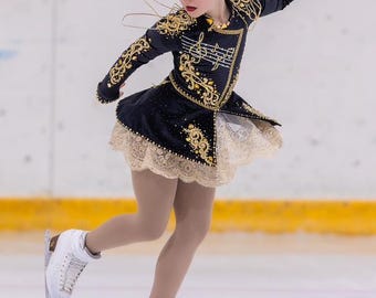 green emerald velvet dress Fully Customized Figure Skating Dress: Production – Skating Spirit main image 0