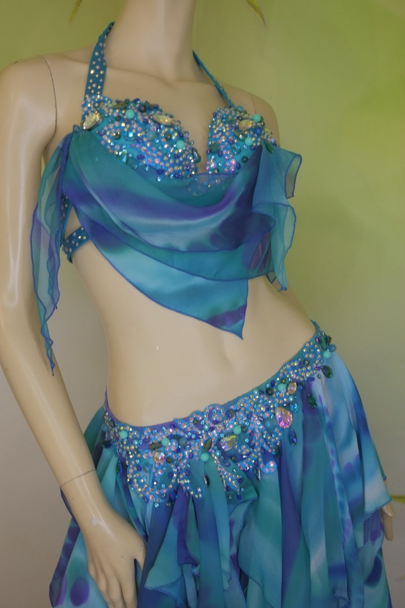 Costume For Belly Dance Blue Professional Belly Dance Costume Etsy