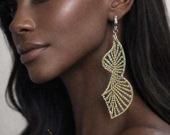 Crystal AB Dance Earrings, Belly dance earrings, latin dance jewelry, Crystal AB Geometric Dance Earrings