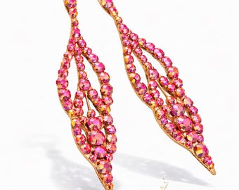 Pink Dance Earrings, Ballrom dance earrings, rhinestones earrings