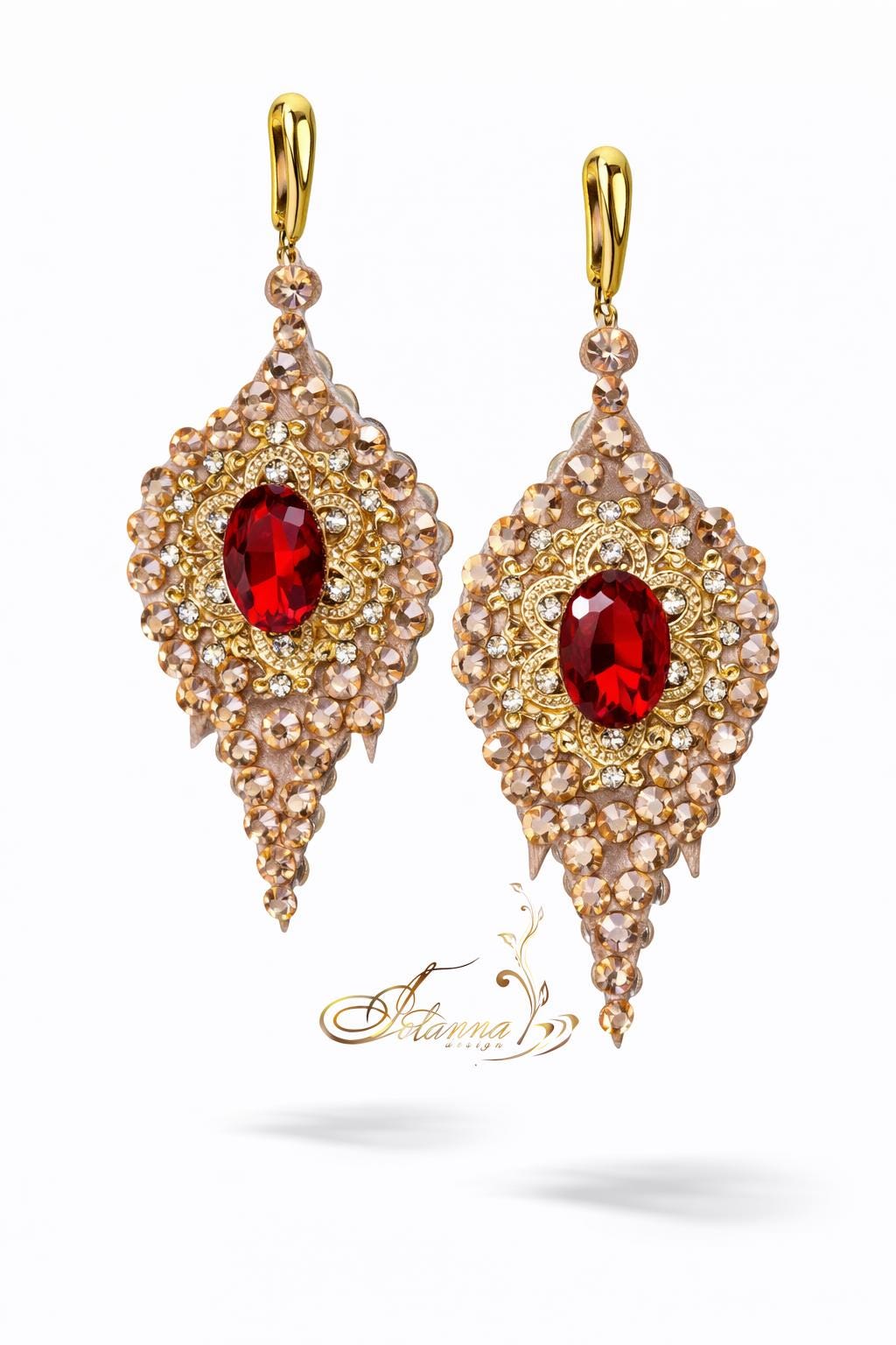 レッドラインストーンダンスジュエリーセット - 社交ダンス＆ベリー