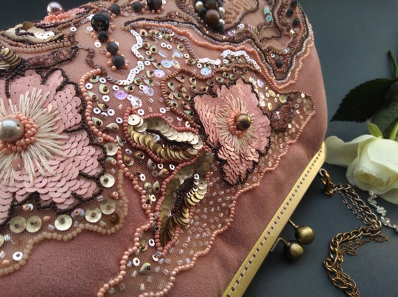 rose gold embellished clutch bag