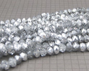 AB Bicone CRYSTAL BEAD STRANDS-CLEAR 1//2 Silver COAT-4 6 /& 8mm-Rondelle