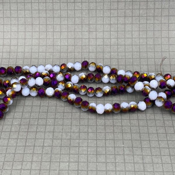 White Crystal Beads 6mm – Purple Iris Crystal Rondelle 6x4mm – Full Strand Chinese Crystal