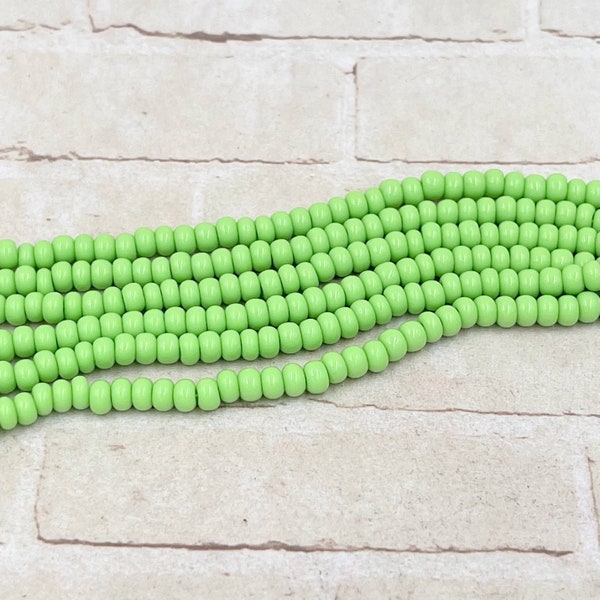 Opaque Light Green Seed Bead Strand - 6/0 Czech Seed Beads - Spring Bead Strand - 20 Inches Full Strand