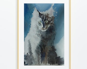 Abstract Watercolour Siamese Cat Feline Wall Art Canvas Print Picture A2 A1 A0