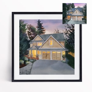 Custom Watercolor House Portrait: Hand-Painted Home Illustration, Personalized Painting, Realtor Closing Gift