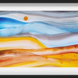 Abstract Desert Watercolor Painting: Original Wall Art 12x18 inches
