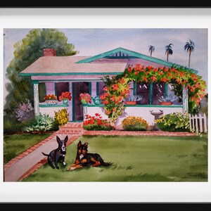 Custom Watercolor House Portrait: Hand-Painted Home Illustration, Realtor Closing Gift