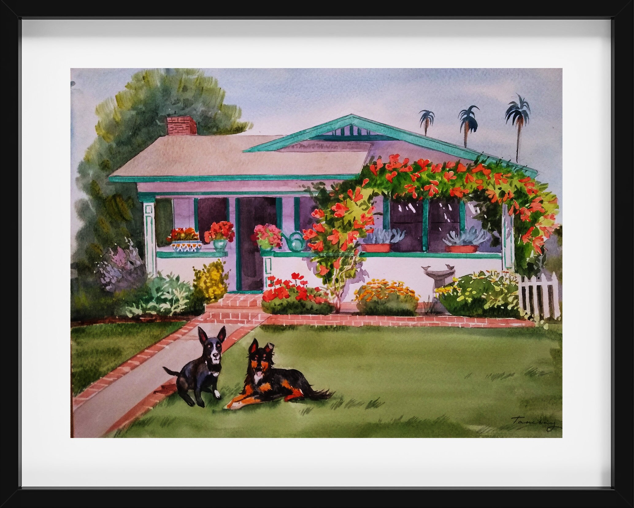 Watercolor custom house portrait from photo, hand painted house drawing, Realtor closing gift, housewarming gift, Real Estate Gift