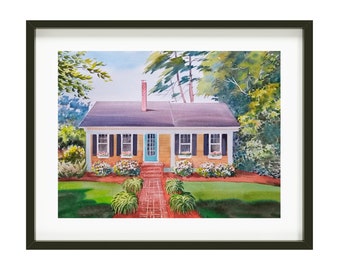 Сustom Watercolor house portrait, hand painted house drawing, Realtor closing gift, housewarming gift, Real Estate Gift