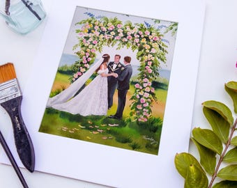 Custom Watercolor  Painting From Photo HAND PAINTED Wedding Anniversary Gifts Ceremony Painting Personalized Engagement