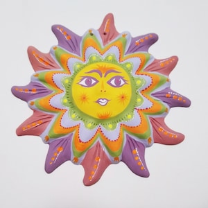 Hand-Painted Ceramic Sun Face Wall Decor - 7 Inch