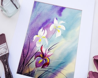 Abstract Floral Watercolor Painting: Original Botanical Wall Art 12x18