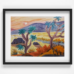 Original Watercolor Painting, Joshua Tree National Park, landscape wall art